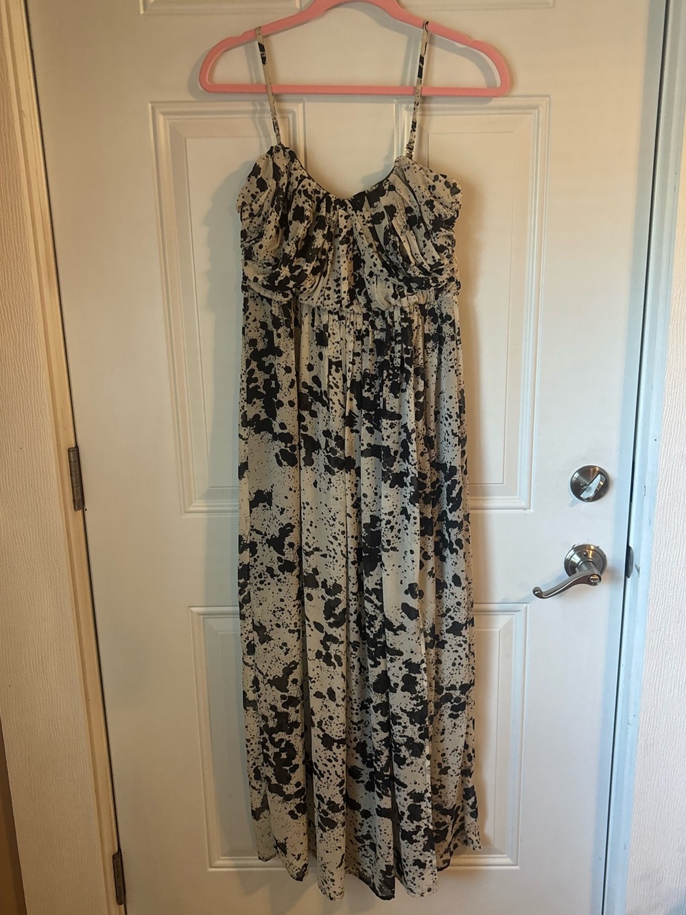 Walter Baker Lightweight Maxi with Spaghetti Straps. Black and Cream